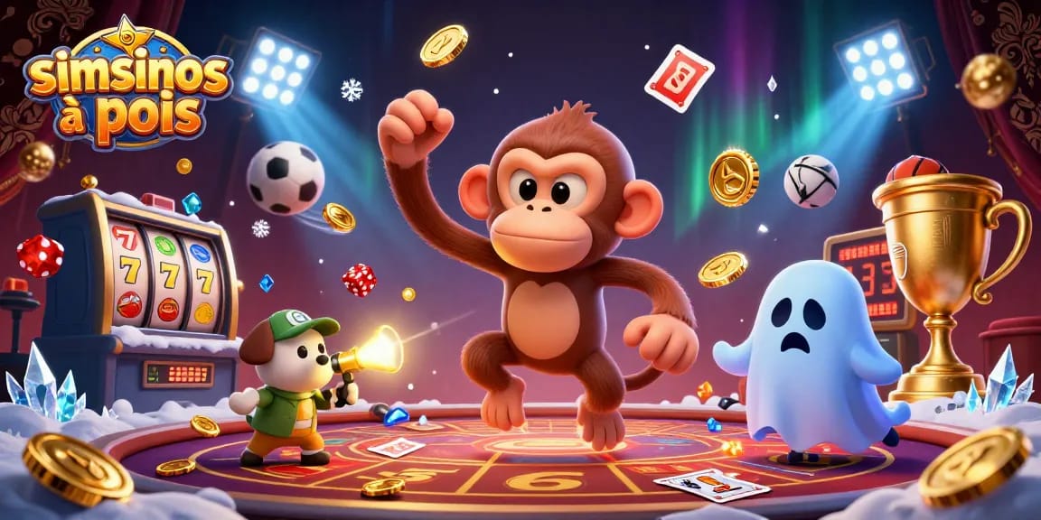 Jouez aux machines à sous Simsinos avec enthousiasme : poltergeist, jeux d'argent et aventure dans un casino.